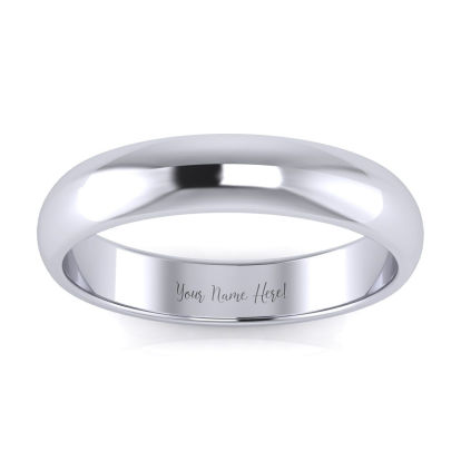 14K White Gold 4MM Ladies and Mens Wedding Band, Size 9, Free Engraving